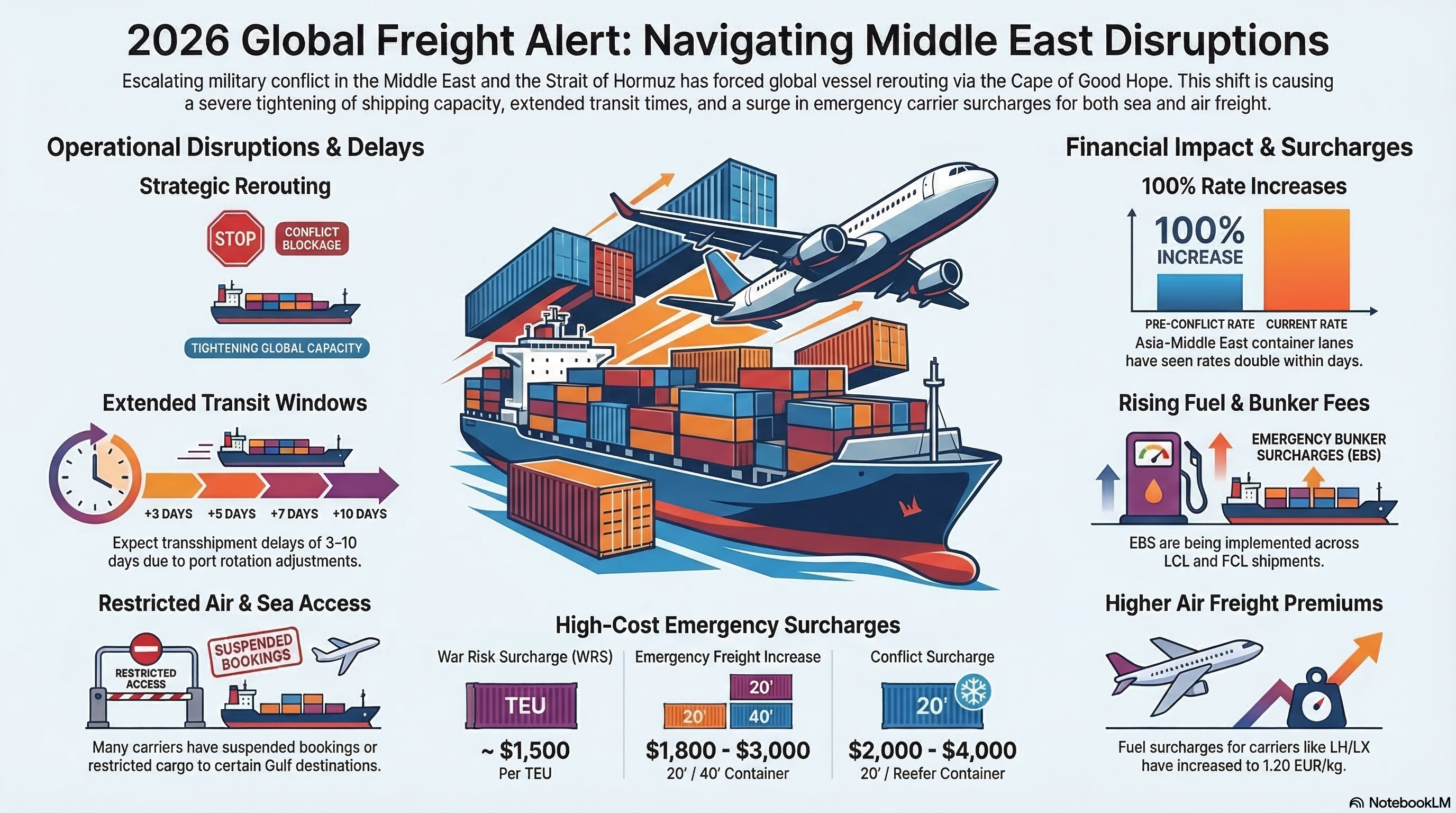 อัปเดทสถานการณ์ขนส่งสินค้าทางเรือและทางอากาศ มีนาคม 2026
